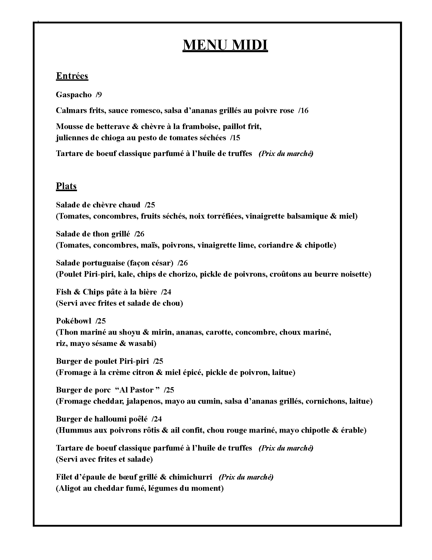 Menu midi
